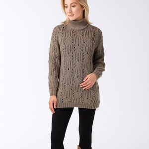 Delia Mcain vintage  mock turtle  neutral hippy crochet pull over M